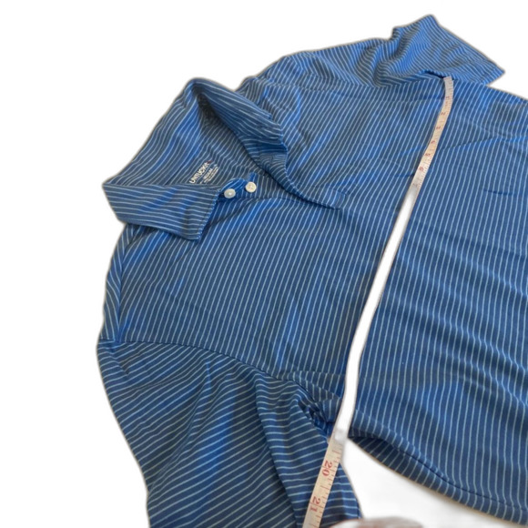 Untuckit Axios Blue Striped Short Sleeve Polo Golf Preppy Shirt Med - Picture 6 of 8
